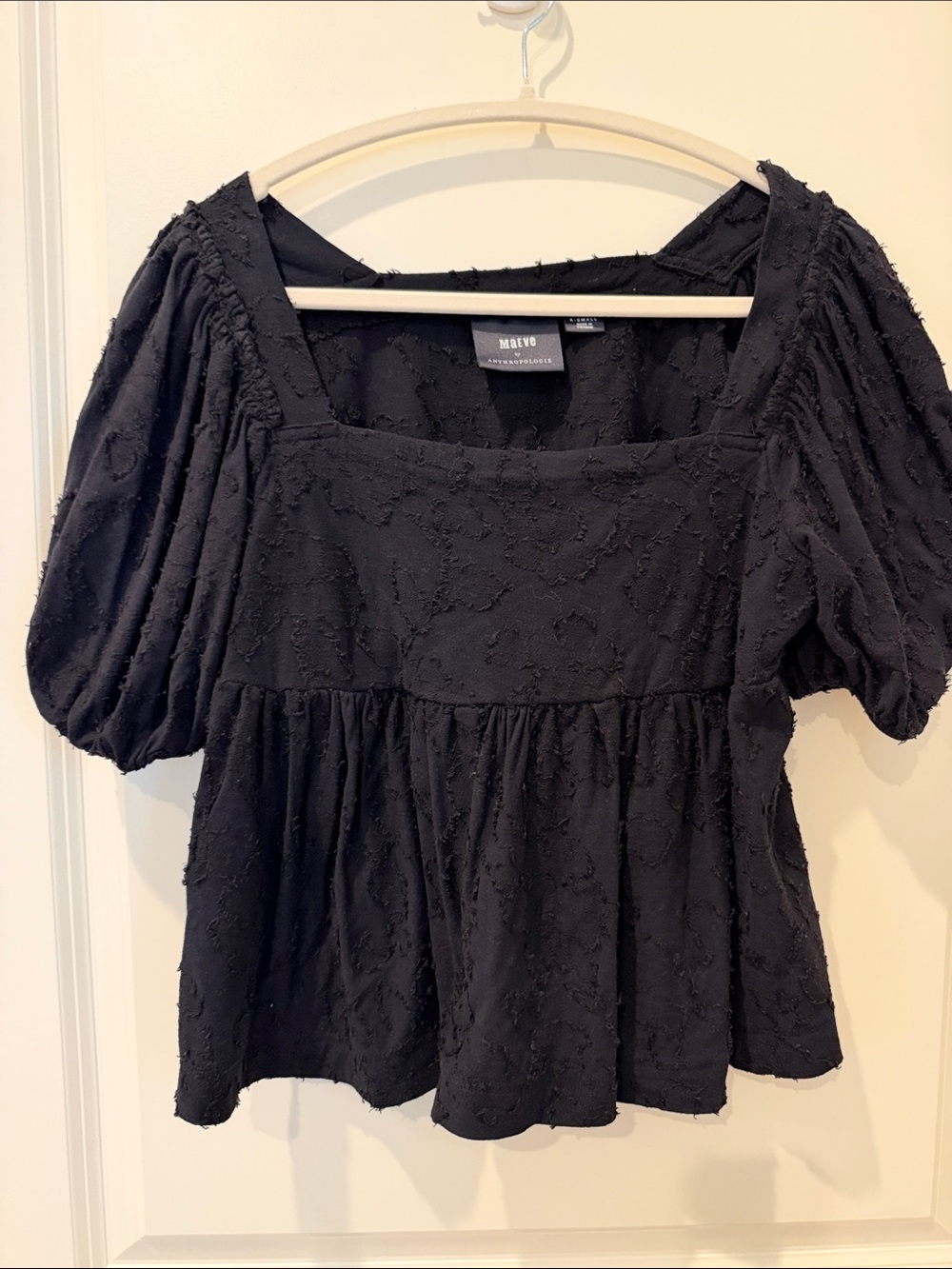 Maeve Black Puff Sleeve Blouse Size Small Like New
